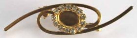 158BR 8x6 Crystal Brooch Gold Plate