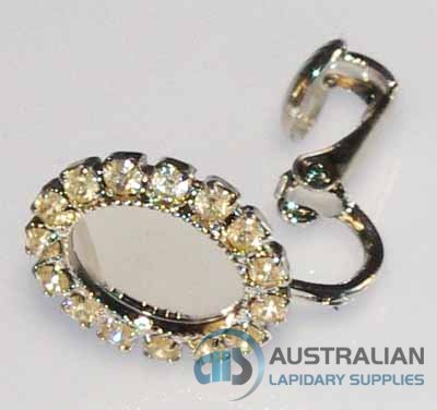 15ER 10x8 Milled-edge EARRING WITH RHINESTONE SURROUND, PRICE PER PAIR