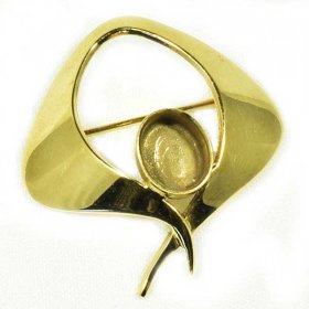 DL126 10X8 HARD GOLD PLATED SOLID STERLING BROOCH