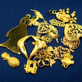 FREE52 Assorted lot of Gold Plated Charms Stampings