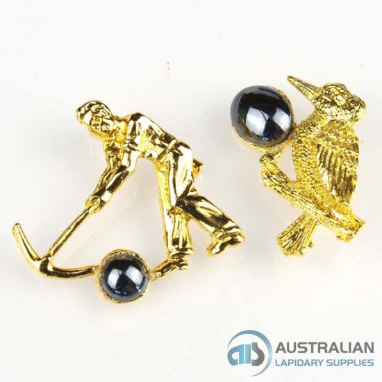 FREE85 2 pcs Brooches with Natural Hematite